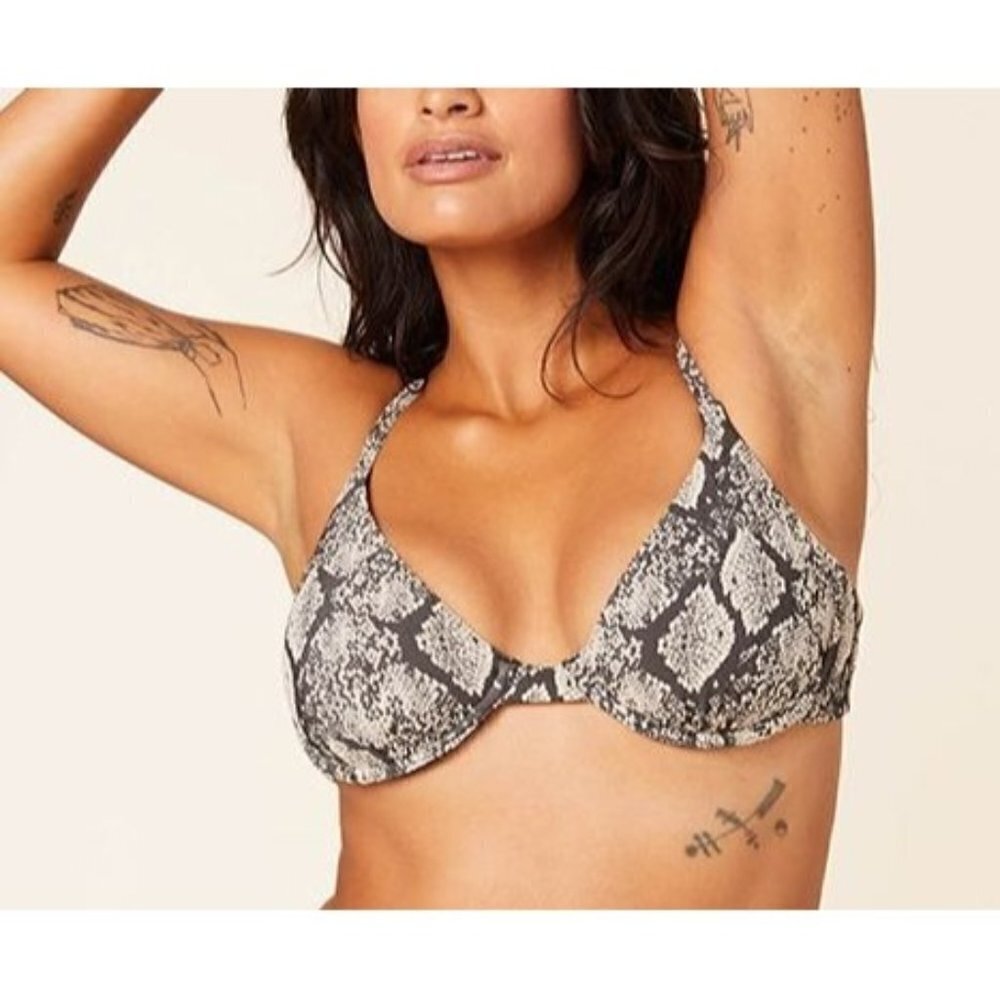 Andie NWT Sicily Bikini Swim Top Underwire in Snake Print NWT Size S